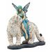 World Menagerie Hateya Frost Fairy Riding Snow Leopard Figurine Resin in Blue/Gray/White | 7.75 H x 7.5 W x 4 D in | Wayfair