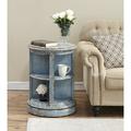 Rosecliff Heights Rachael Drum End Table Wood in Blue/Brown | 26 H x 20 W x 20 D in | Wayfair F92A8EFA92FF48EE9EBA4B8F729E23DE