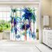 The Twillery Co.® 71" x 74" Botanical Shower Curtain, Palm in Hollywood by Suren Nersisyan Polyester in Blue/Gray | 74 H x 71 W in | Wayfair