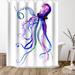 The Twillery Co.® 71" x 74" Shower Curtain, Octopus Art Suren 1 by Suren Nersisyan Polyester in Blue/Gray | 74 H x 71 W in | Wayfair