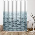 The Twillery Co.® 71" x 74" Shower Curtain, Horizon by Sisi & Seb Polyester in Blue/Gray | 74 H x 71 W in | Wayfair