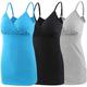 ZUMIY Pregnancy Breastfeeding Top, Maternity Nursing Tank Tops Seamless Cotton Basic Vest Sleeping Breastfeeding Bra (Large, Black+Grey+Lake Blue/ 3-pk)