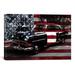 Winston Porter Flags Vintage Polics Cops Car, American Flag Graphic Art on Canvas Metal in Black/Red | 26 H x 40 W x 0.75 D in | Wayfair