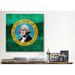 Winston Porter Flags Washington Mount Olympus w/ Paper Grunge Graphic Art on Wrapped Canvas in Green | 18 H x 18 W x 0.75 D in | Wayfair