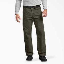 Dickies Men's Relaxed Fit Sanded Duck Carpenter Pants - Rinsed Moss Green Size 32 30 (DU336)