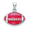 Women's Wisconsin Badgers Sterling Silver Enameled Football Logo Pendant