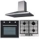 SIA 60cm Single Fan Oven, 4 Burner Stainless Steel Hob And Chimney Cooker Hood