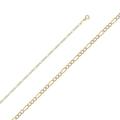 14ct Gold 2.1mm Light Figaro With Rhodium Pave Chain Necklace 3 Plus 1 Links Jewelry Gifts for Women - 46 Centimeters