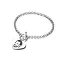 LONAGO 925 Sterling Silver Personalised Photo Bracelet Custom Engraved Picture Bracelet for Women Men (Heart)