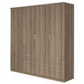 Rauch Möbel Bremen Schrank Drehtürenschrank Kleiderschrank in Eiche Sanremo hell mit 8 Schubladen 4-türig, inklusive Zubehörpaket Basic 1 Kleiderstange, 4 Einlegeböden BxHxT 181x199x58 cm