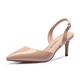 Castamere Pointed Toe Slingback Court Shoes Womens Mid Kitten Heel Pumps Closed Toe Sandals 2.4 in Heel Patent Beige Pump EU 39