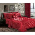 Householdfurnishing 3 Piece Crushed Velvet Bedspread/Comforter with pillow Shams (Santiago/Burgundy, King)