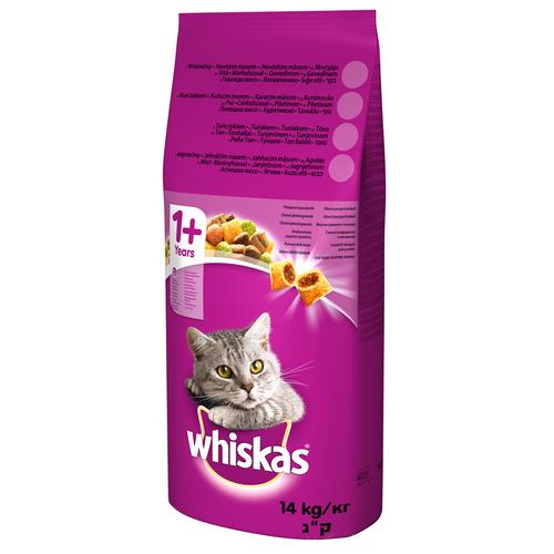 2x14kg 1+ Rind Trockenfutter Whiskas Katzenfutter