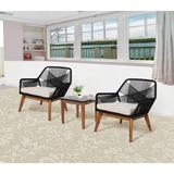 Mercury Row® Talbott Allysen 3 Piece Wood Seating Group w/ Cushions & Mosaic Table Wood/Metal/Rust - Resistant Metal in Black/Brown | Outdoor Furniture | Wayfair