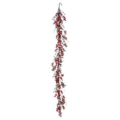 Vickerman 610992 - 6' Red Berry Garland Outdoor (FY190112) Red Christmas Garland
