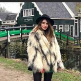 Zara Jackets & Coats | Faux Fur Coat | Color: Cream/Gray | Size: One Size -M