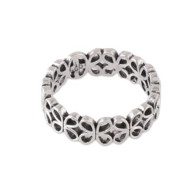 Happy Petals,'Petal Pattern Sterling Silver Band Ring from India'