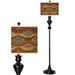 Southwest Sienna Giclee Glow Black Bronze Floor Lamp