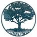 Winston Porter Round Metal Decorative Sculpture Harmony Tree of Life Hanging Wall Décor Metal in Blue/Gray | 24 H x 24 W x 0.5 D in | Wayfair