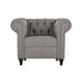 Chesterfield Chair - Charlton Home® Balanchine 102.997Cm Wide Tufted Linen Chesterfield Chair Linen/Wood in Brown | Wayfair