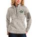 Women's Antigua Oatmeal New York Jets Fortune Half-Zip Pullover Jacket