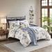 Madison Park Full/Queen 7 Piece Printed Seersucker Comforter Set w/ Throw Blanket in Blue - Olliix MP10-6303