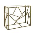 Beliani Modern Contemporary Console Table Metal Open Frame Glass Top Gold Orland