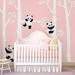 Zoomie Kids Tree w/ Pandas Wall Decal Vinyl in Black | 96 H x 127 W in | Wayfair W1138-96-B