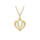 CARISSIMA Gold Women's 9ct Yellow Gold Diamond Cut 'U' Initial Heart Pendant on Curb Chain - 46cm/18'