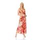 Roman Originals Women Tropical Print Maxi Dress Ladies Twist Knot Front Floral Summer Party Casual Holiday Bohemian Boho Beach Evening Long Floor Length Sleeveless V Neck - Orange - Size 10