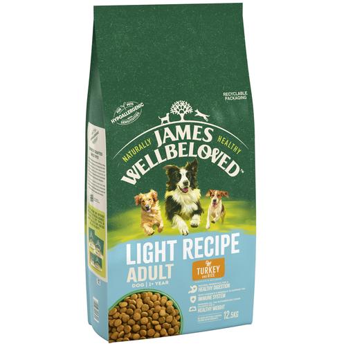 12,5kg James Wellbeloved Adult Dog Light Hypoallergenic Pute & Reis Hundefutter trocken