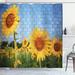 East Urban Home Rustic Home Sunflowers on Wall Peaceful Habitat Meadow Valley in Rural Village Shower Curtain Set Polyester | 75 H x 69 W in | Wayfair