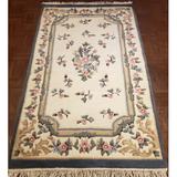 White 66 x 0.5 in Area Rug - Ophelia & Co. Nailsworth Floral Hand Knotted Wool Ivory Area Rug Wool | 66 W x 0.5 D in | Wayfair