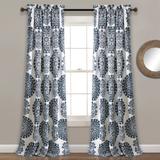 Evelyn Medallion Room Darkening Window Curtain Panels Navy Set 52X84+2 - Lush Decor 16T004086