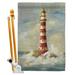 Breeze Decor Lighthouse by the Sea Nautical Impressions Decorative Vertical 2-Sided 40 x 28 in. Flag Set in Gray | 40 H x 28 W x 1 D in | Wayfair