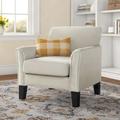 Armchair - Red Barrel Studio® Zaileigh 33" Wide Armchair Linen/Wood in White | 34 H x 33 W x 33 D in | Wayfair 9634964377694B59B36A581C67BE385C