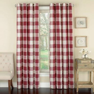 Checkerboard Grommet Curtain Panel, 53 x 63, Navy