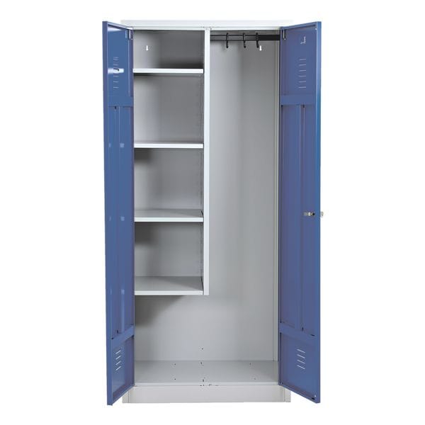 Gürkan Putzmittelschrank, Stahl, auf Sockel, 80 x 180 cm grau, 80x180x50 cm