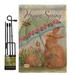 Breeze Decor Bunnies w/ Umbrella 2-Sided Polyester 18.5 x 13 in. Flag Set in Gray | 18.5 H x 13 W x 1 D in | Wayfair