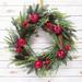 The Holiday Aisle® Mixed Pine & Eucalyptus 24" Wreath Traditional Faux in Green/Red | 24 H x 24 W x 5.5 D in | Wayfair