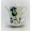 August Grove® Janette Bone China Tea For One Set Bone China in Green/Indigo/White | 5 H x 6 W x 5 D in | Wayfair 1EBC0422D5044AC58026508814A6B880