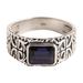 Majestic Strength,'Men's Iolite and Sterling Silver Single-Stone Ring'