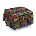East Urban Home Box Cushion Ottoman Slipcover Polyester in Black/Pink/Yellow | 16 H x 38 W x 38 D in | Wayfair 9200AE48BAAF416980F7388A1AC59768