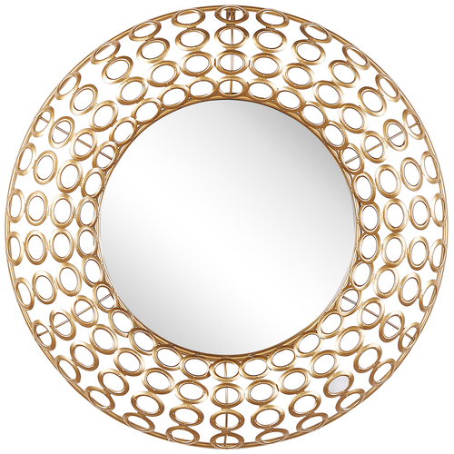 Wandspiegel Gold ⌀ 80 cm Oval Wanddeko im eklektischen Stil Wohnzimmer Flur Schlafzimmer