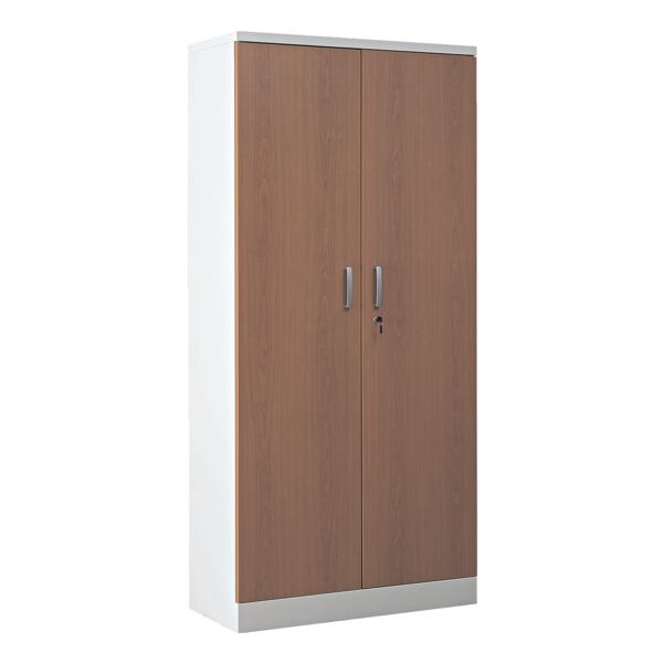 Gürkan Stahlschrank mit Flügeltüren in Holzoptik 92 x 195 cm Korpus weiß weiß, 92x195x42 cm