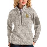 Women's Antigua Oatmeal Cal State Long Beach The Fortune Half-Zip Pullover Sweater