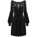 Dark In Love Dorcas Gothic Velvet Mini Dress - S/M Black
