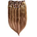 hair2heart Premium Clip in Extensions Echthaar glatt - 7 tlg. 120g Set 60cm Braun Blond Gesträhnt