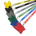 We Print Lanyards Grey Student Lanyard ID Card Pass Badge Holder Neck Strap with Safety Breakaway & Trigger Clip. Includes Matching Open Faced Plastic ID Card Holder. (Pack of 25)