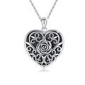 TANGPOET Locket Necklace for Women 925 Sterling Silver Heart Rose Flower Photo Picture Pendant, Memorial Gifts, Birthday Jewellery Gifts for Mum Daughter Grandmother